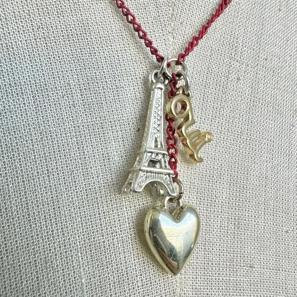 Paris Charm Necklace Red Chain